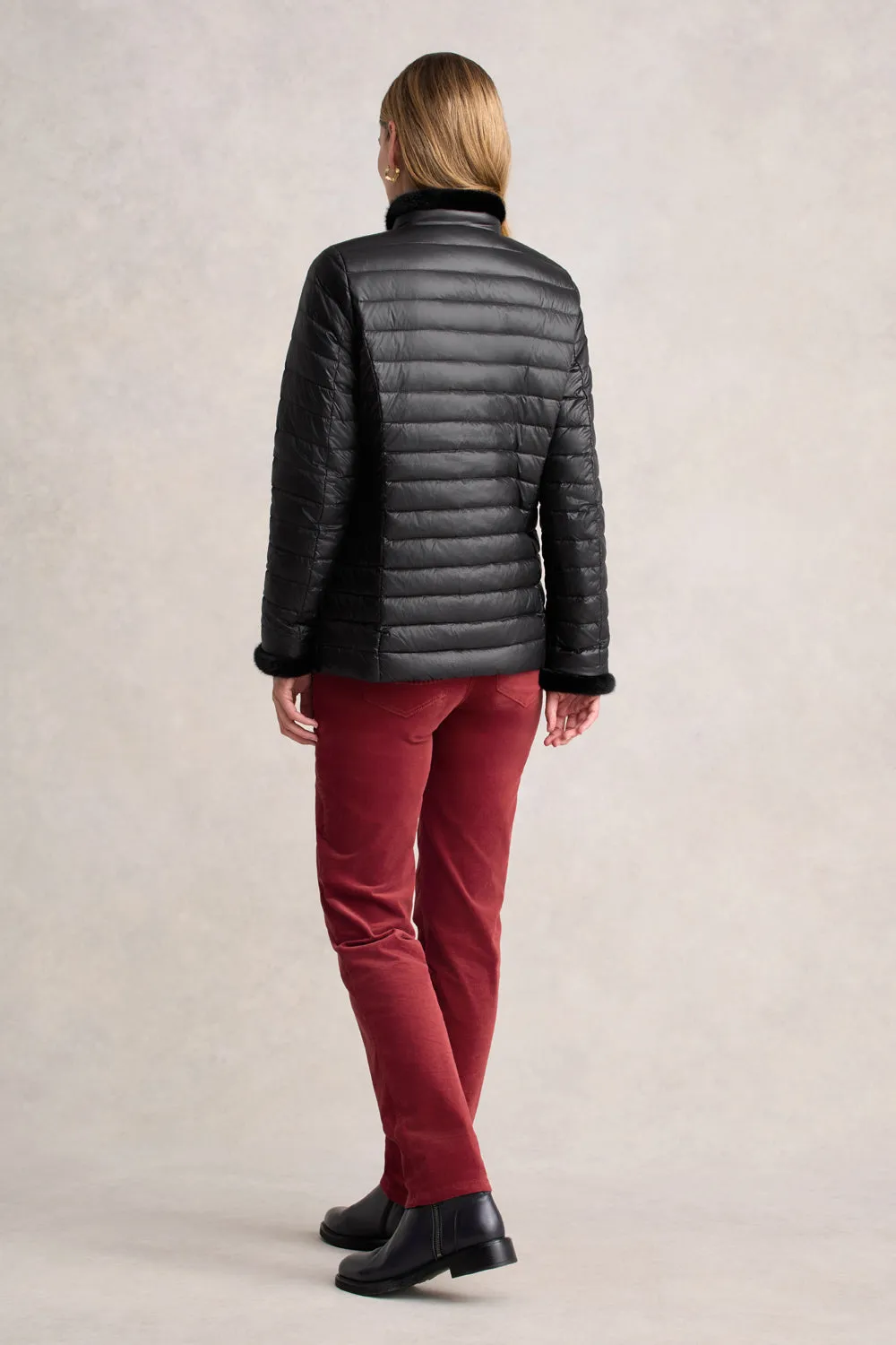 Flex Fit Design Faux Fur Trim Puffer - Black