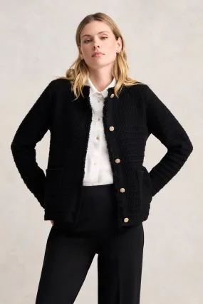 Tweed Knit Jacket - Black Hooded Comfort Fit