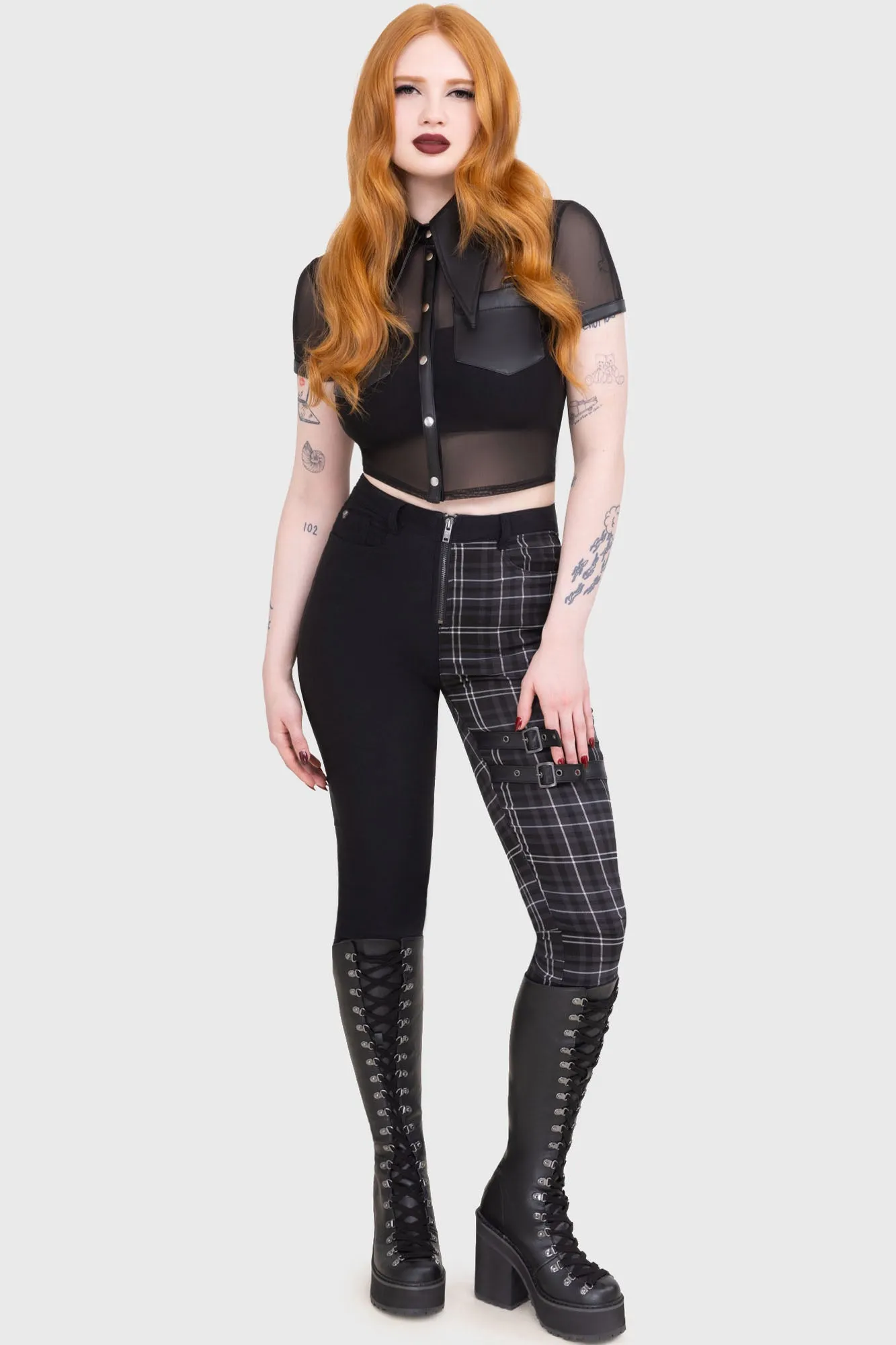 Cozy Material Tartan Riot Trousers [GREY]