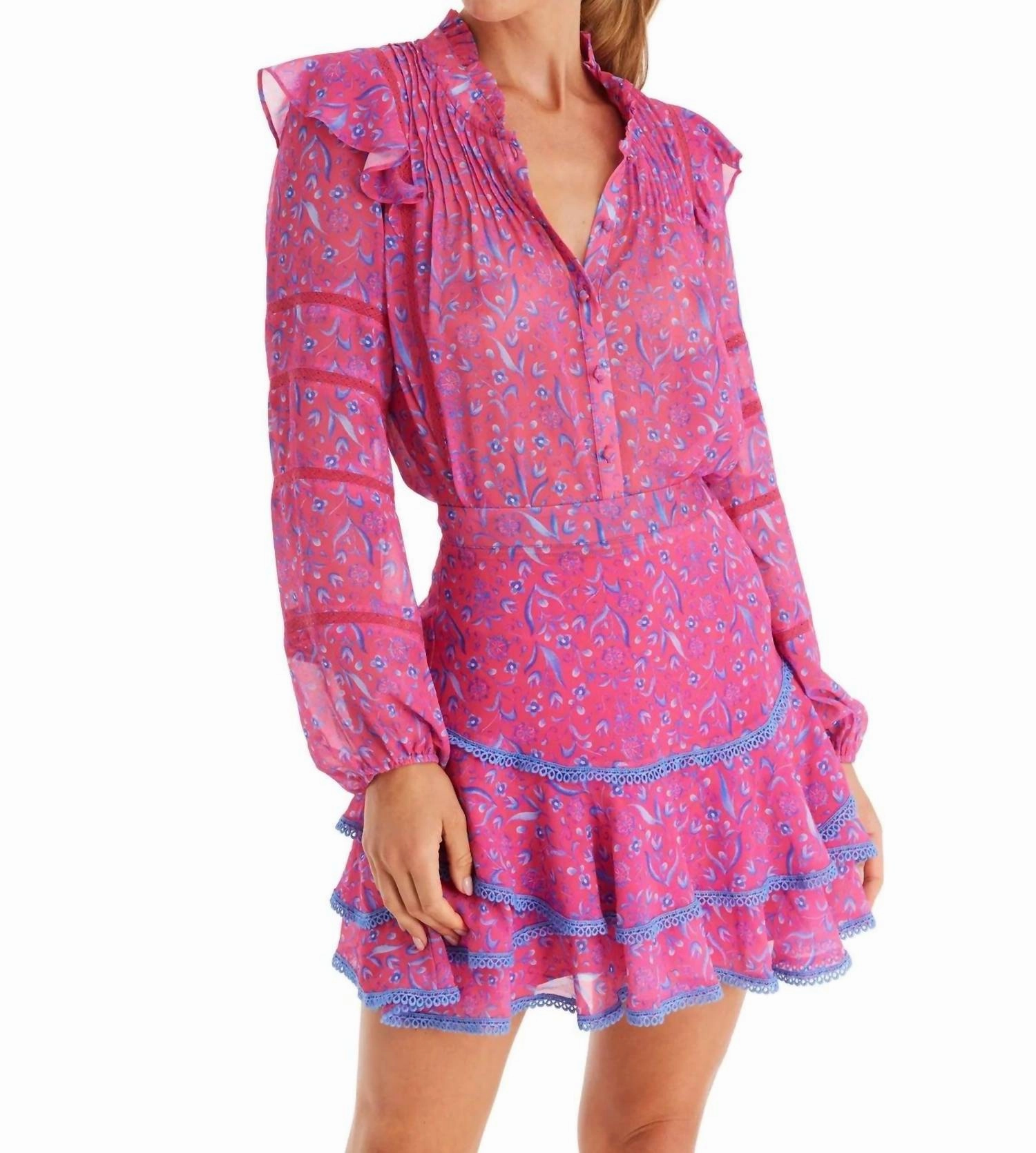 Crochet Style Cashmere Touch Haden Mini Skirt In Floral