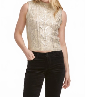 Tatiana Novelty Top In Silver Foil Hypoallergenic Yarn Construction