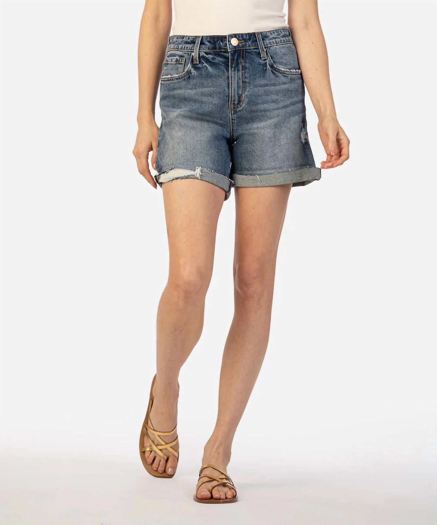 Easy Match Taylor High Rise Short Roll Hem In Blue