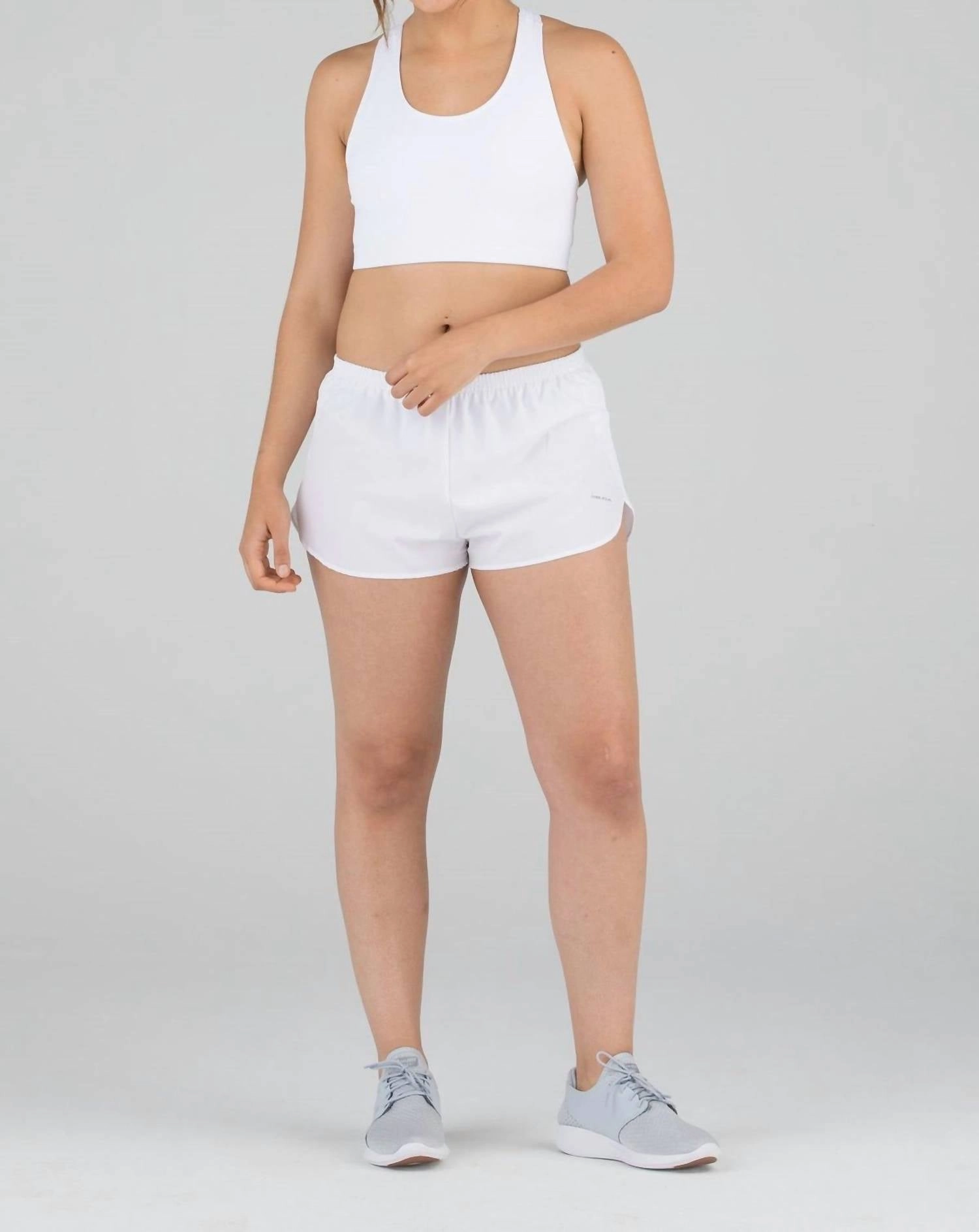 Stretch 1" Elite Split Short In White Smooth Texture