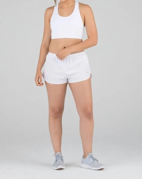Stretch 1" Elite Split Short In White Smooth Texture