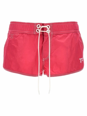 Tech Nylon Shorts With Logo Print Reflective Safety Stripes