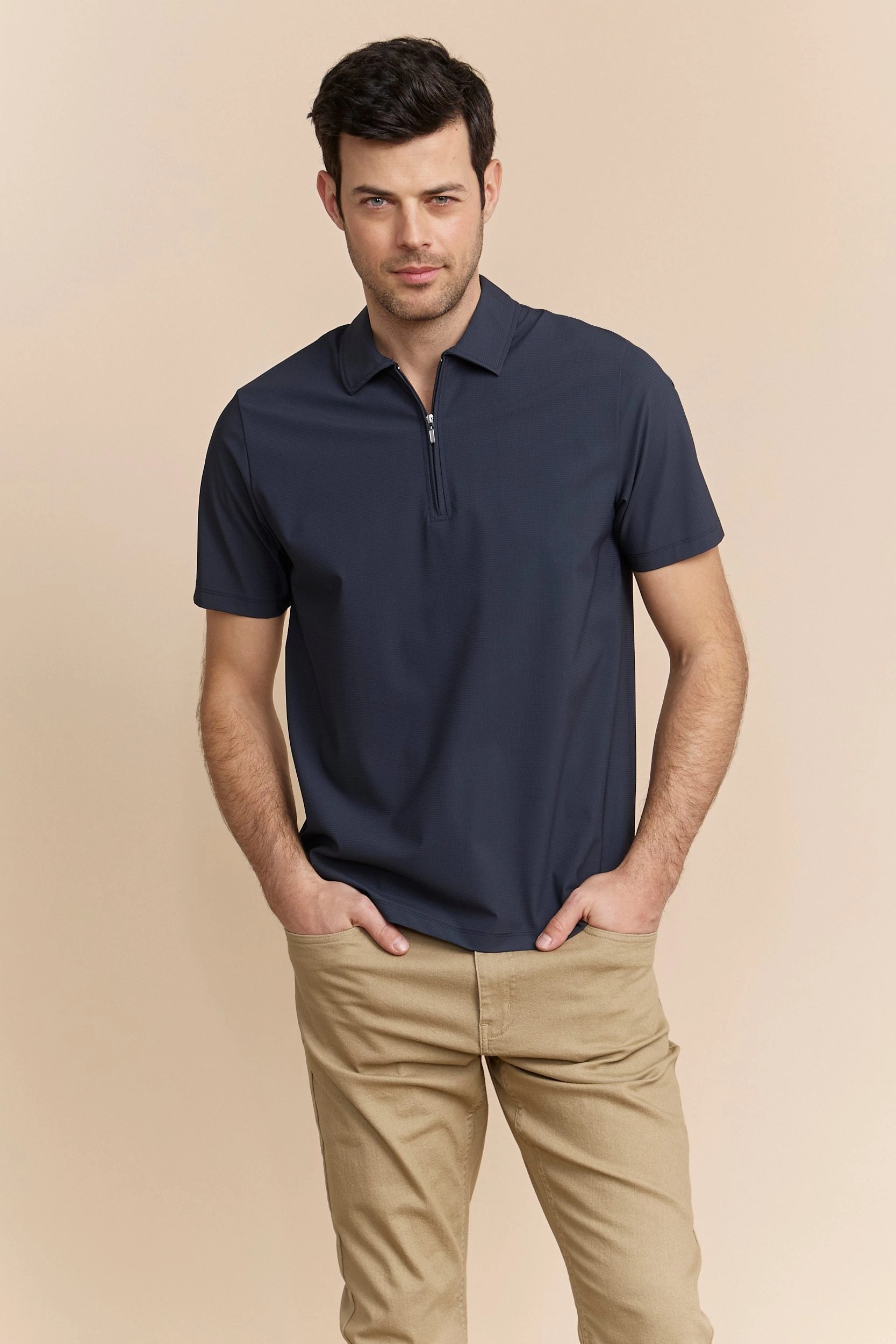 Versatile Style Tech zip polo shirt