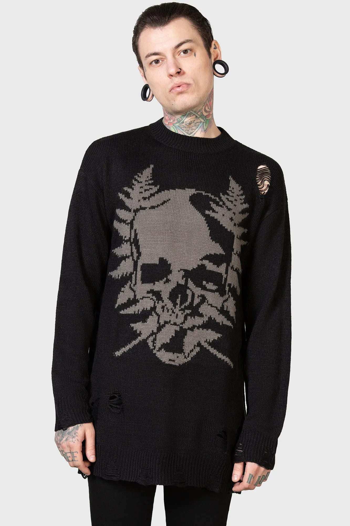 Cause Fear Knit Sweater Layered Edging Urban Trendy
