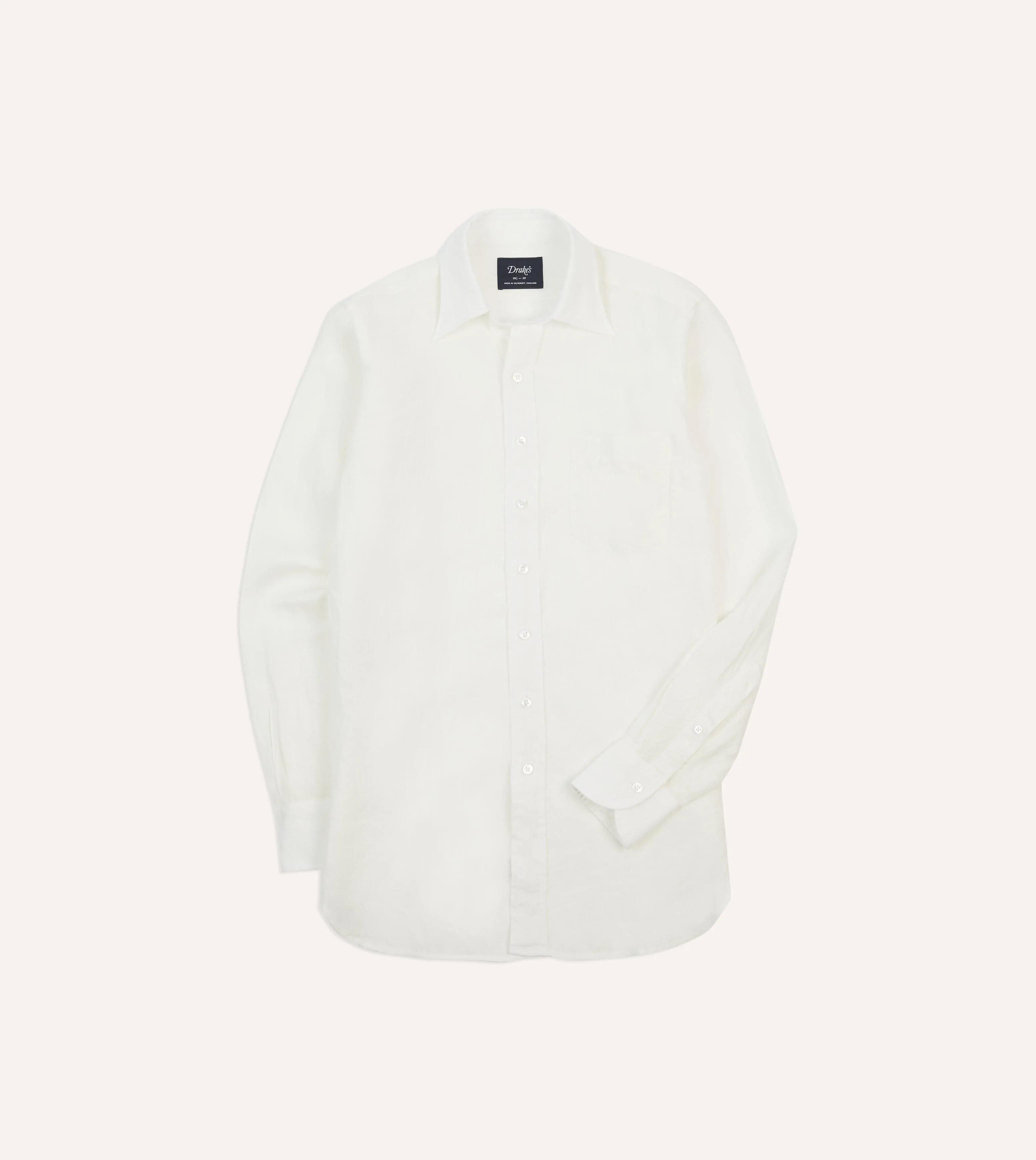 On-The-Go Style elegant design Ecru Linen Long Point Collar Shirt