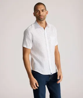 Embroidered Detail Loose Comfort Linen Short-Sleeve Dixon Shirt