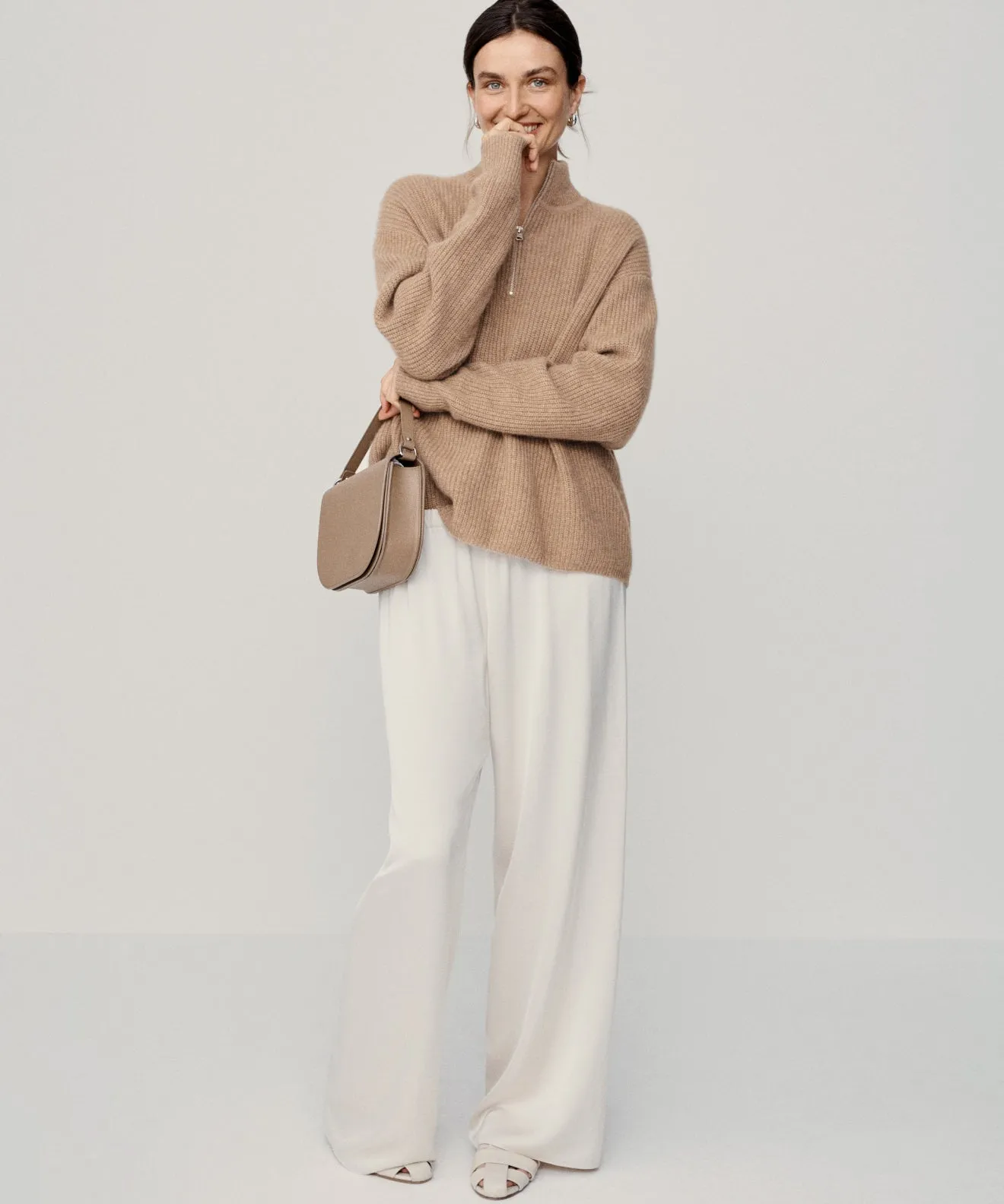 Cashmere Half Zip Flexible Knit Construction