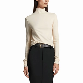 Womens Solid Knit Funnel-Neck Sweater Odor Resistant Material Simple Fashion