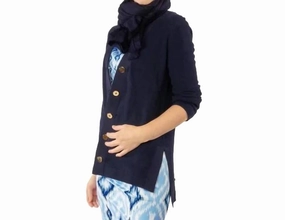 Women's Grosgrain Heaven Cardigan In Navy Ultimate Knitwear Effortless Comfort