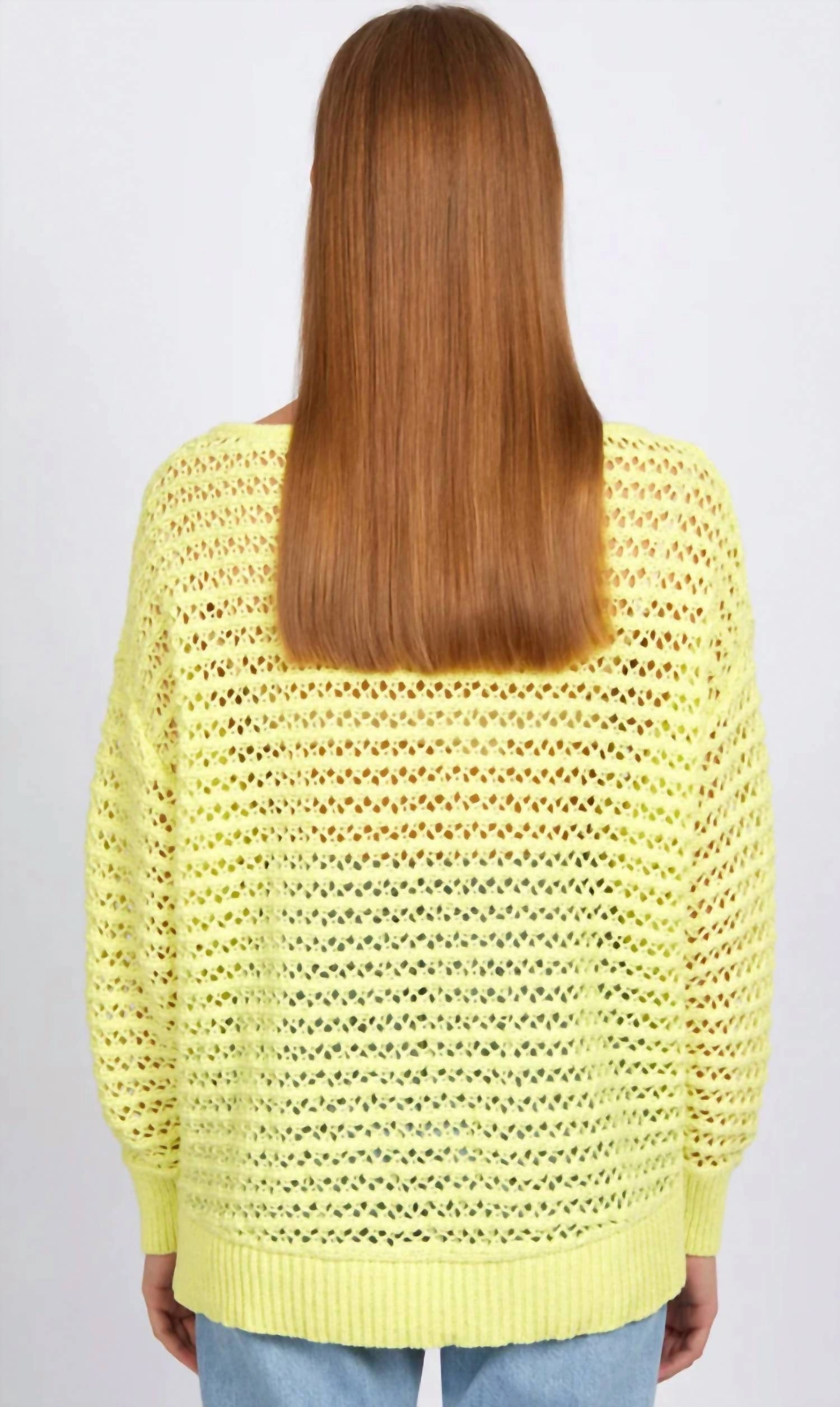 Wrinkle Resistant Knit Comfy Material Cindy Open Stitch Sweater In Margarita