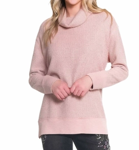 Zero Waste Production Cozy Thermal Texturized Knit Turtleneck Top In Blush