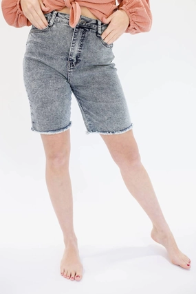 The Becca High Waist Denim Shorts In Medium Wash present for her Weekend Outing