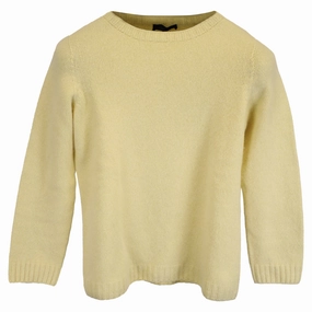Comfy Look Simple Style The Row Knitted 3/4 Sleeve Sweater in Yellow Cashmere