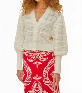 Mix Lace Stitch Cardigan In Off White Everyday Style