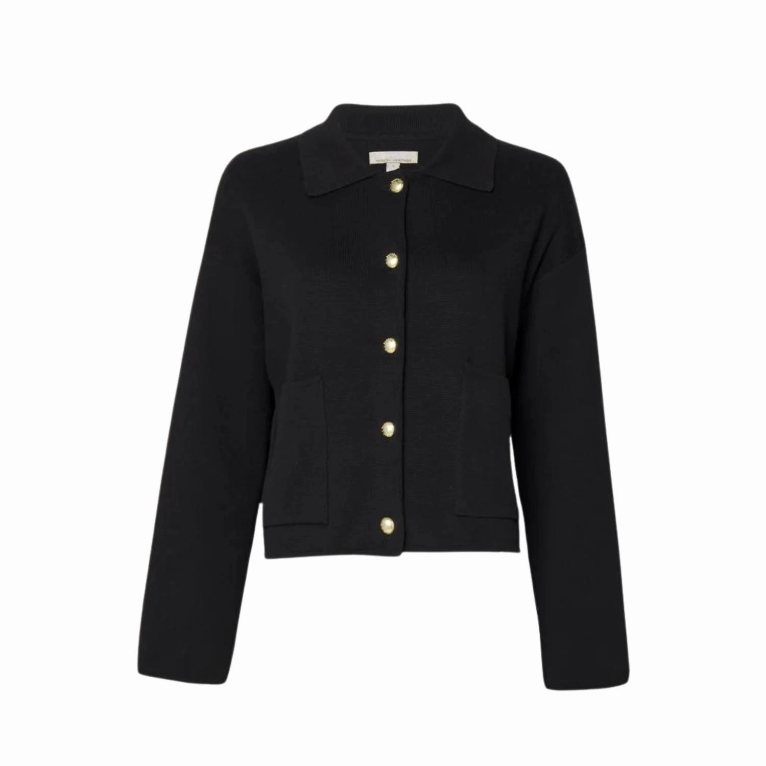 Cozy Design Premium Cotton Blend Noelle Knitted Cardigan In Black