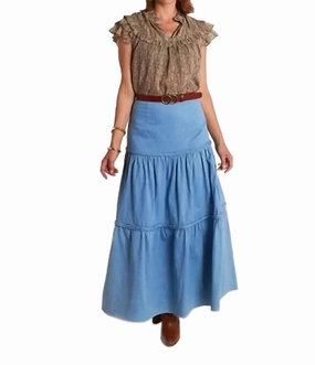 Samana Maxi Skirt In Blue Budget Friendly Side Slit