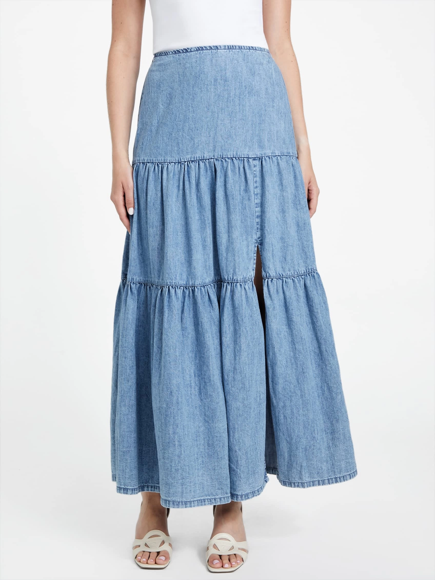 Gloria Denim Maxi Skirt Cruise Attire