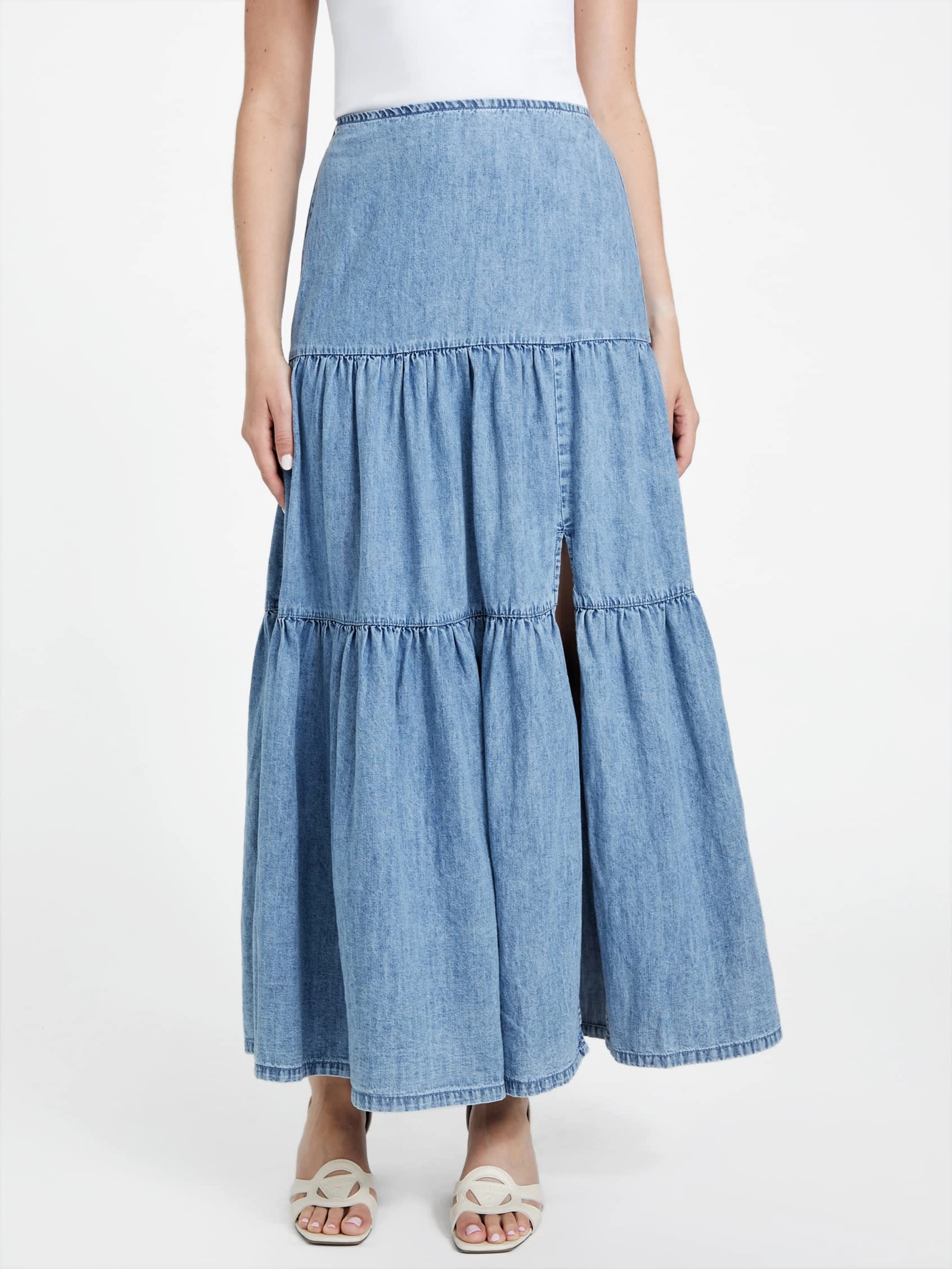 High Street Chic Neat Finish Gloria Denim Maxi Skirt