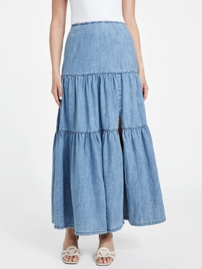 Gloria Denim Maxi Skirt A Line Cut