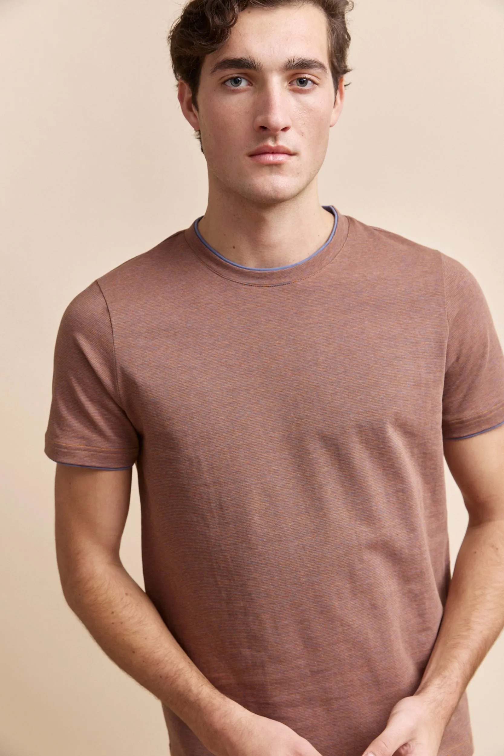 Soft Brushed Finish Thermal regulation Thin stripes t-shirt