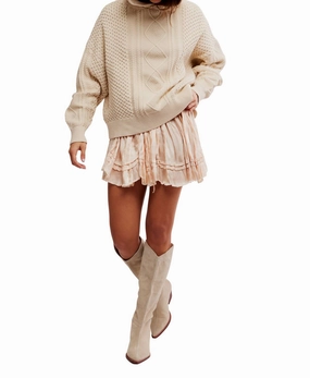 Third Charm Mini Skirt In Blush Crochet Style Stylish Finish