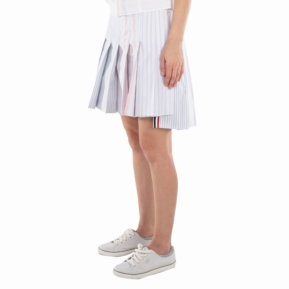 Draped Silhouette Winter Staple Thom Browne 4-Bar Funmix Stripe Oxford Pleated Skirt