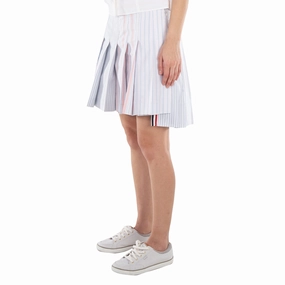 Draped Silhouette Winter Staple Thom Browne 4-Bar Funmix Stripe Oxford Pleated Skirt