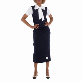 Modern Wardrobe Layer Combo Thom Browne Gingham Jacquard Cotton Midi Skirt