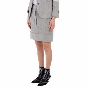 Thom Browne High-Waist Tweed Fray Mini Skirt Relaxed Vibes