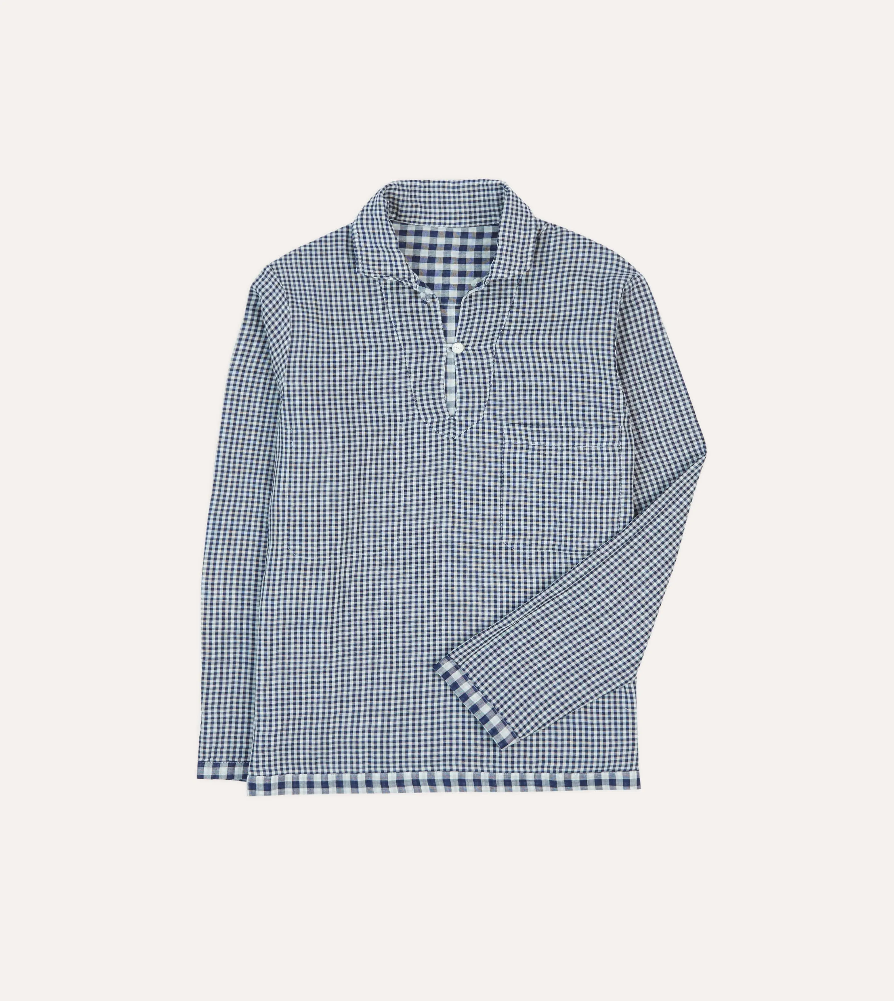 Navy Gingham Cotton Reversible Smock Timeless Classic Cruise Collection