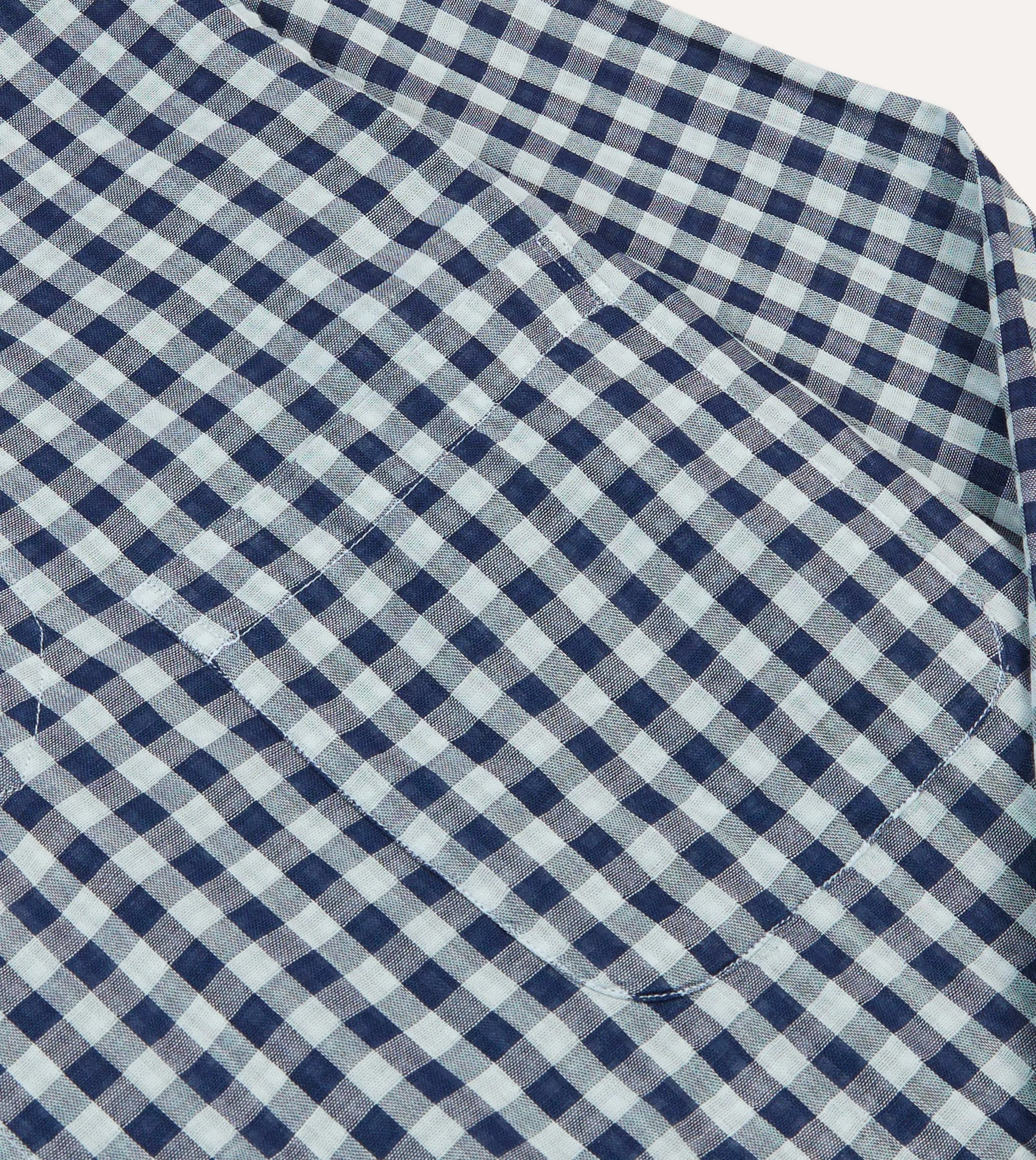 Navy Gingham Cotton Reversible Smock Autumn Look