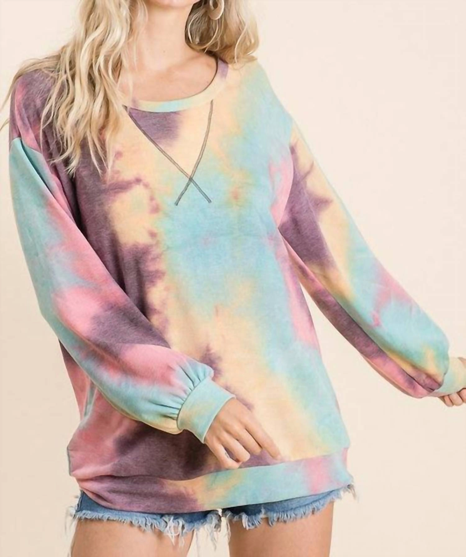 Chilly Season Tie Dye Pullover In Multi