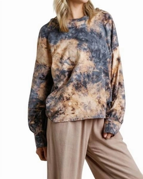 Perfect Layering Tie Dye Twisted Collar Sweater In Golden Yellow