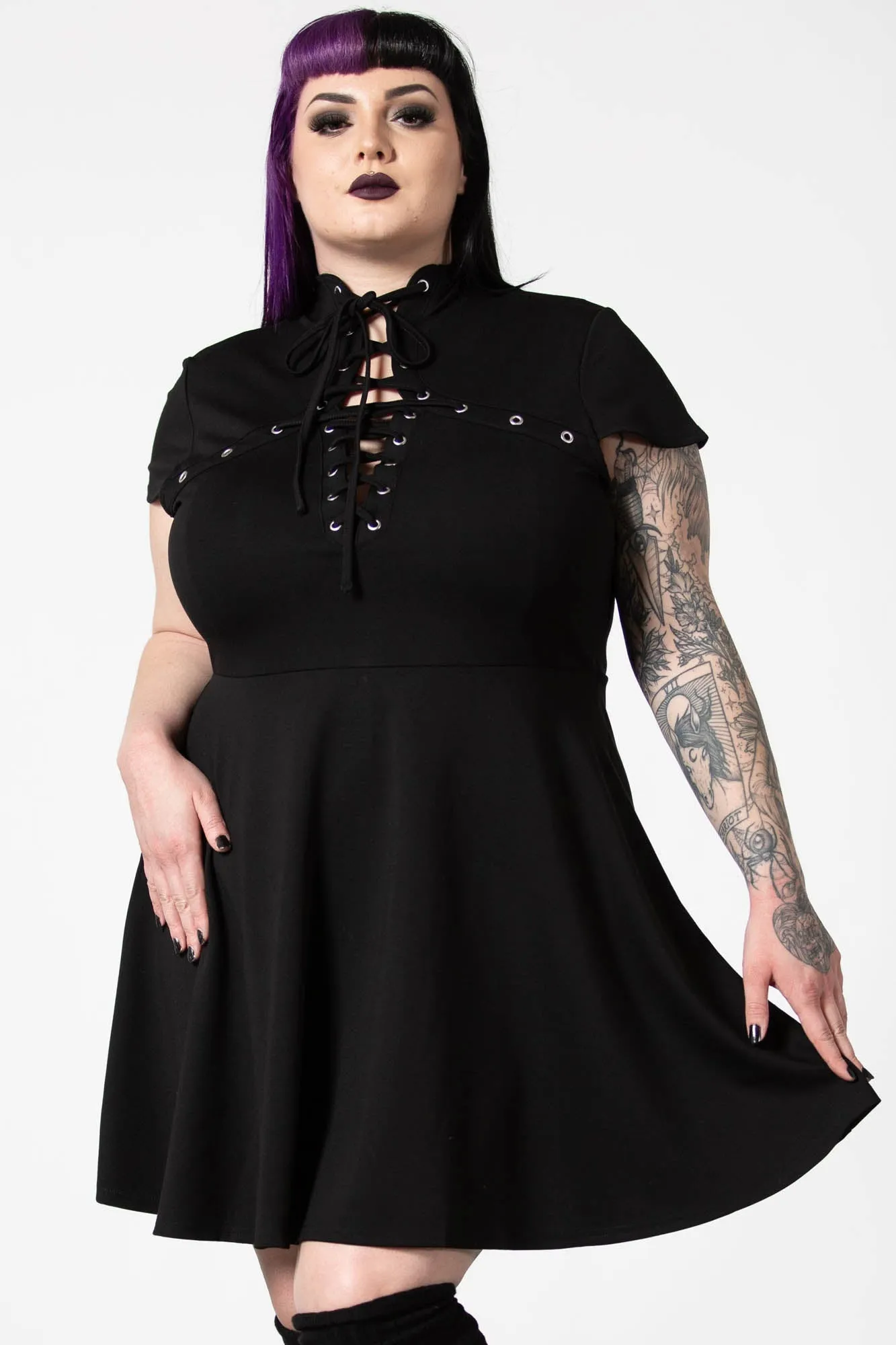 Tied Up Skater Dress Work Comfort Party Safe