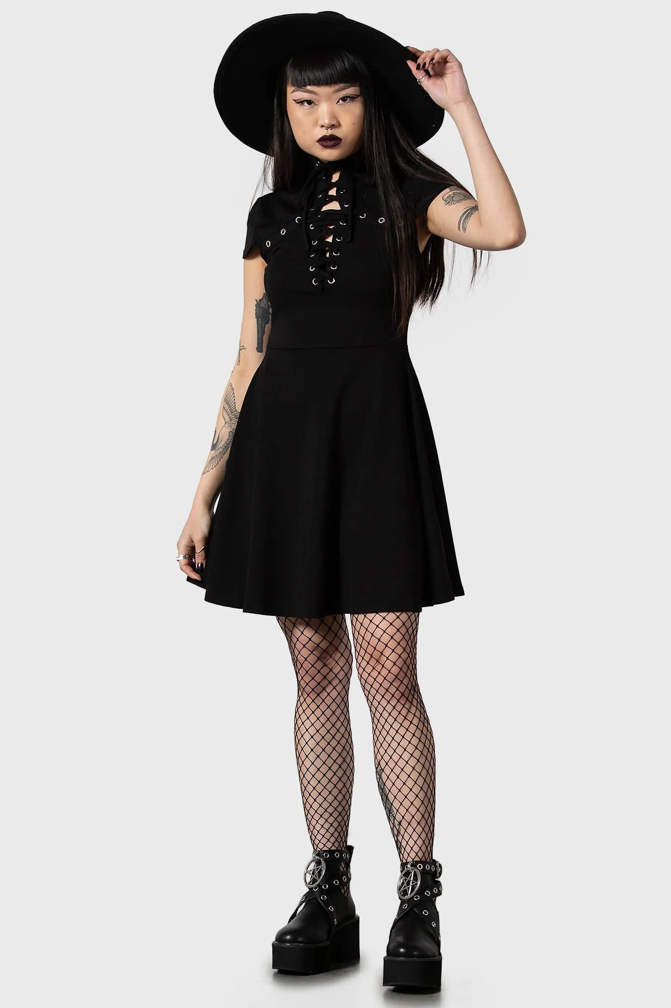 Boho Aesthetic Scandi Light Tied Up Skater Dress