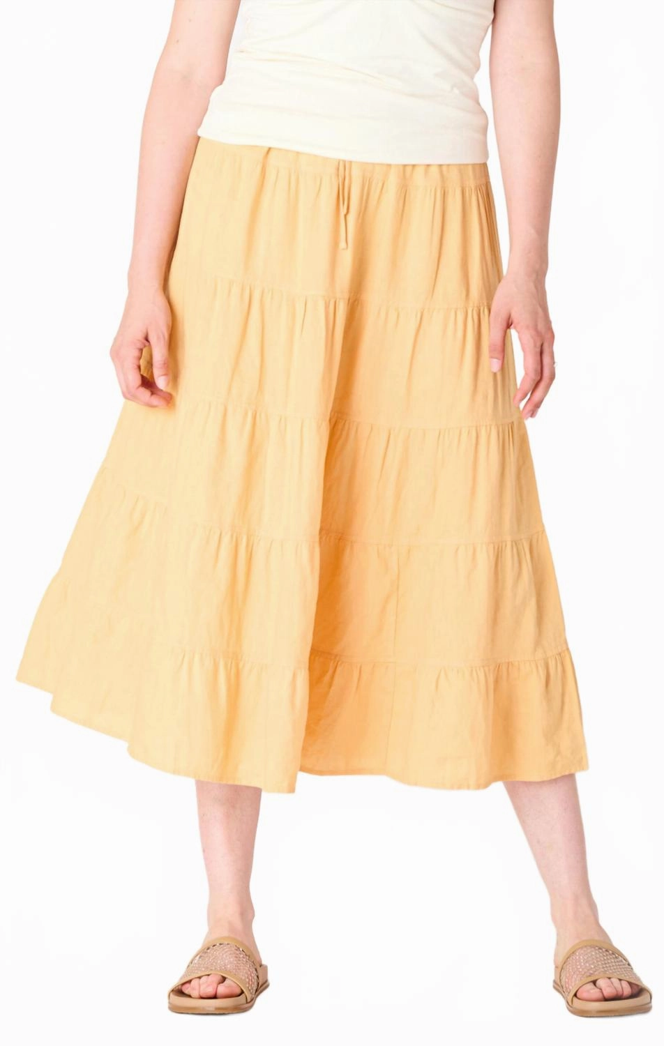 Tiered Maxi Skirt In Soft Apricot Fresh Mood Light Wear