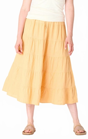 Tiered Maxi Skirt In Soft Apricot Tie Dye Style