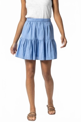 Edgy Look Tiered Short Skirt In Harbor