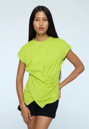 Layered Sleeve HighThreadCount TIME T-SHIRT LIME GREEN