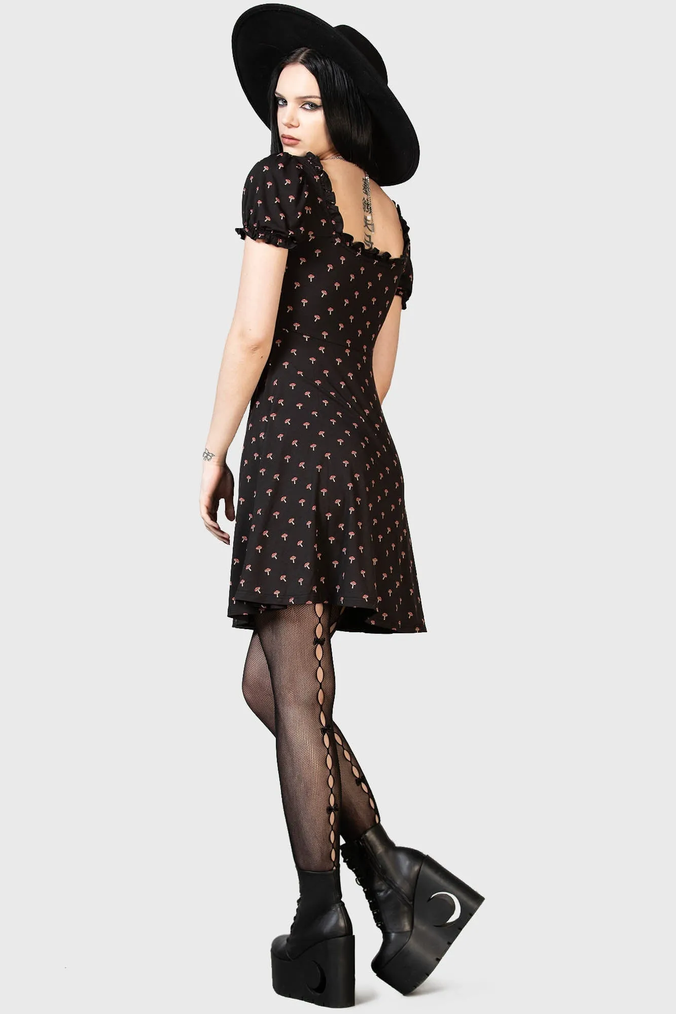 Elastic-Waist Poisonpie Mini Dress