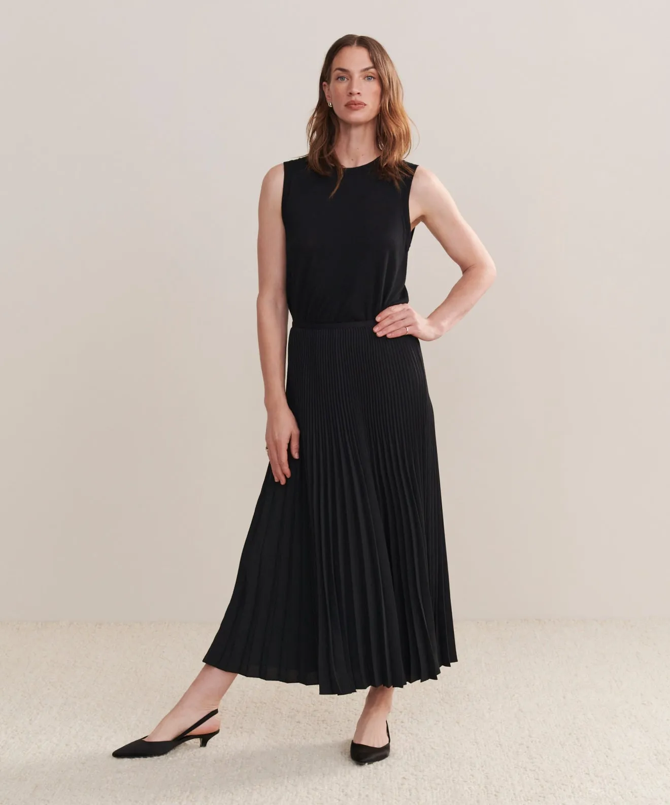 Knitted Fabric Pleated Skirt