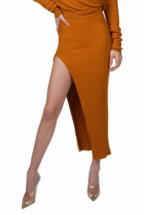 Irenna Knit Skirt In Golden Edgy Look