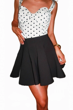 Timeless Pleats Mini Skirt In Black Neutral Tone