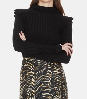 Tinley Turtleneck Top In Black winter warmth Ventilated Underarm Design