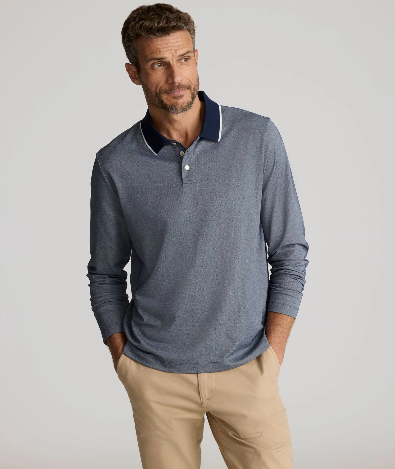 Holiday Outfit Tipped Performance Long-Sleeve Polo
