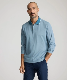 PreShrunk Cotton Blend Preppy Style Tipped Performance Long-Sleeve Polo