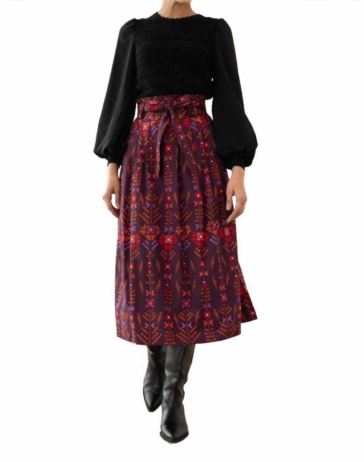 Tobias Emile Deco Skirt In Cinnamon Tonal Layering